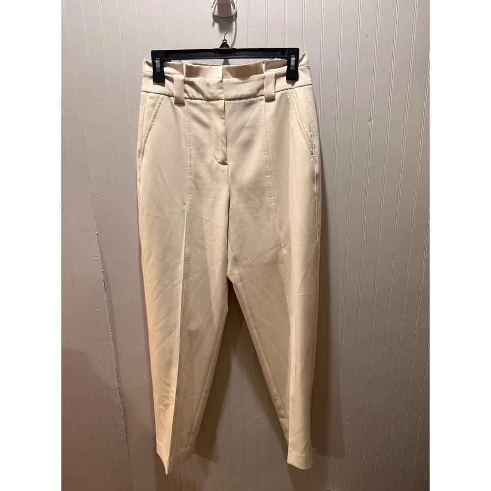 White House Black Market Curvy Tapered Ankle Pants‎ Cream Off White Size 2